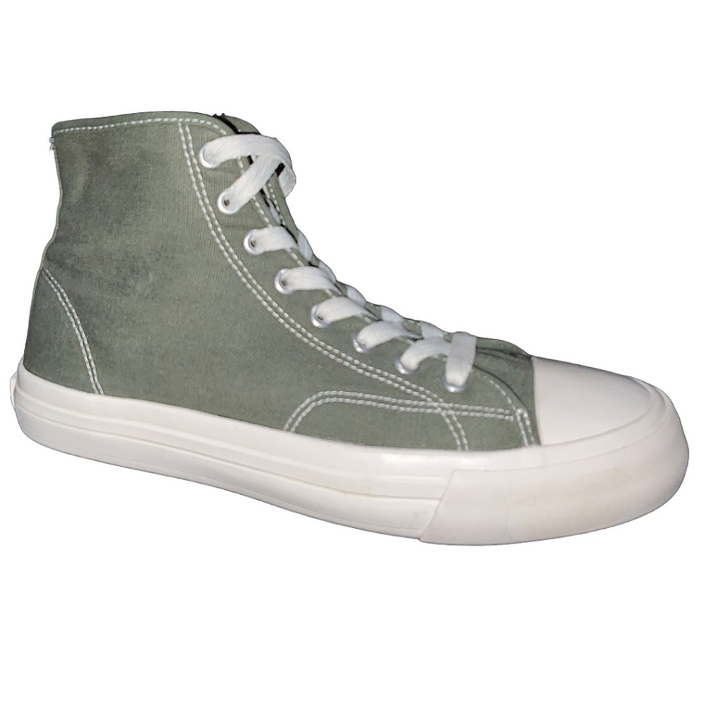 Khaki Green Canvas Lace up High-top Trainer Sneakers Sz US 7.5 EUR 40 Me… - Picture 9 of 10